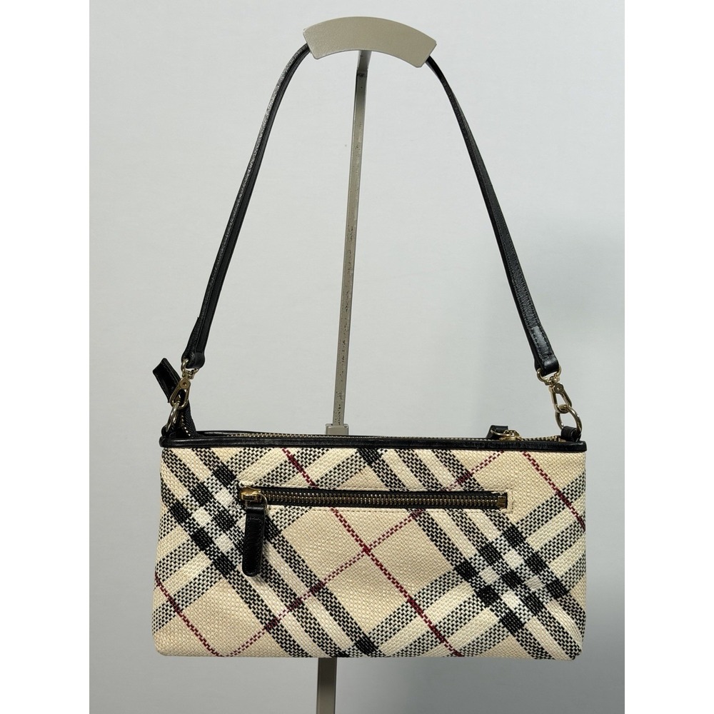 BURBERRY Nova Check Blue Label Shoulder Bag Canvas White Auth 0010 - Picture 6 of 12